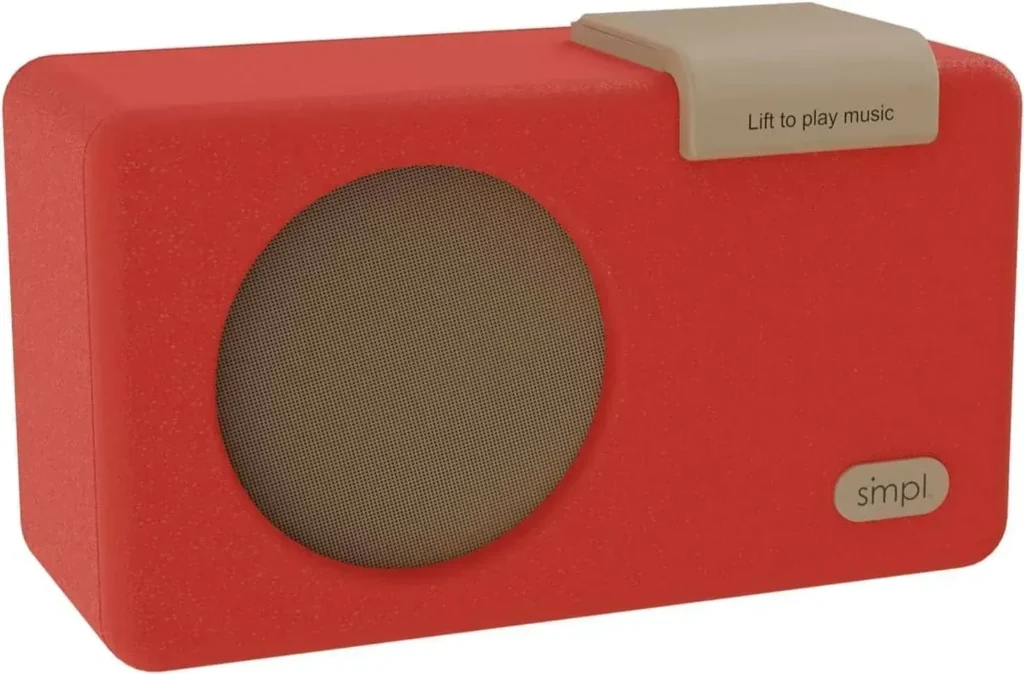 SMPL One-Touch Music Player, Audiobooks + MP3, Quality-Sound, Durable Wooden Encloser with Retro Look, 4GB USB with 40 Nostalgic Hits Included, Live Technical Support (Red, Music Player) : Electronics