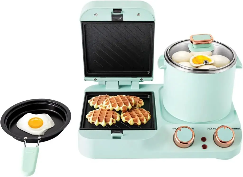 3 in 1 Multifunctional Breakfast Station,Food Steamer,Boiling Pot,Retro Household Breakfast Maker,Mini Electric toaster,for Home Kitchen