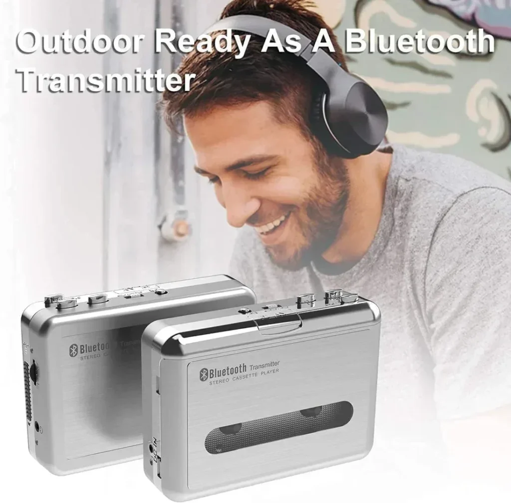 Bluetooth Cassette Tape Player with Earphone, Retro Walkman Compact Audio Music Wireless Bluetooth Output to Headphone/Speaker, Portable Pocket Tape Player for Entertainment, Travel, Leisure Sports