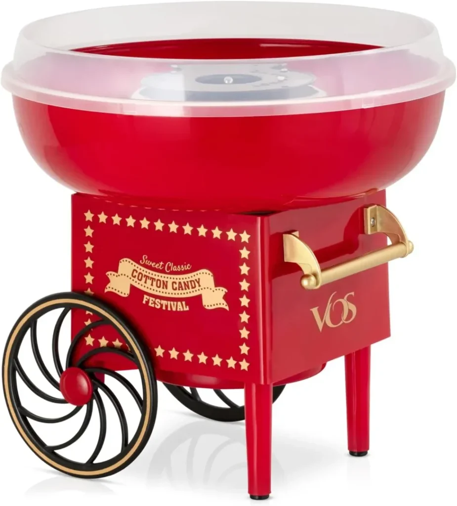 Cotton Candy Machine Kit - Red Retro Sugar Candy Maker, Effortless Home Cotton Candy Maker Machine with Comprehensive User-Friendly Guide, Ideal for Parties  Fun Gatherings