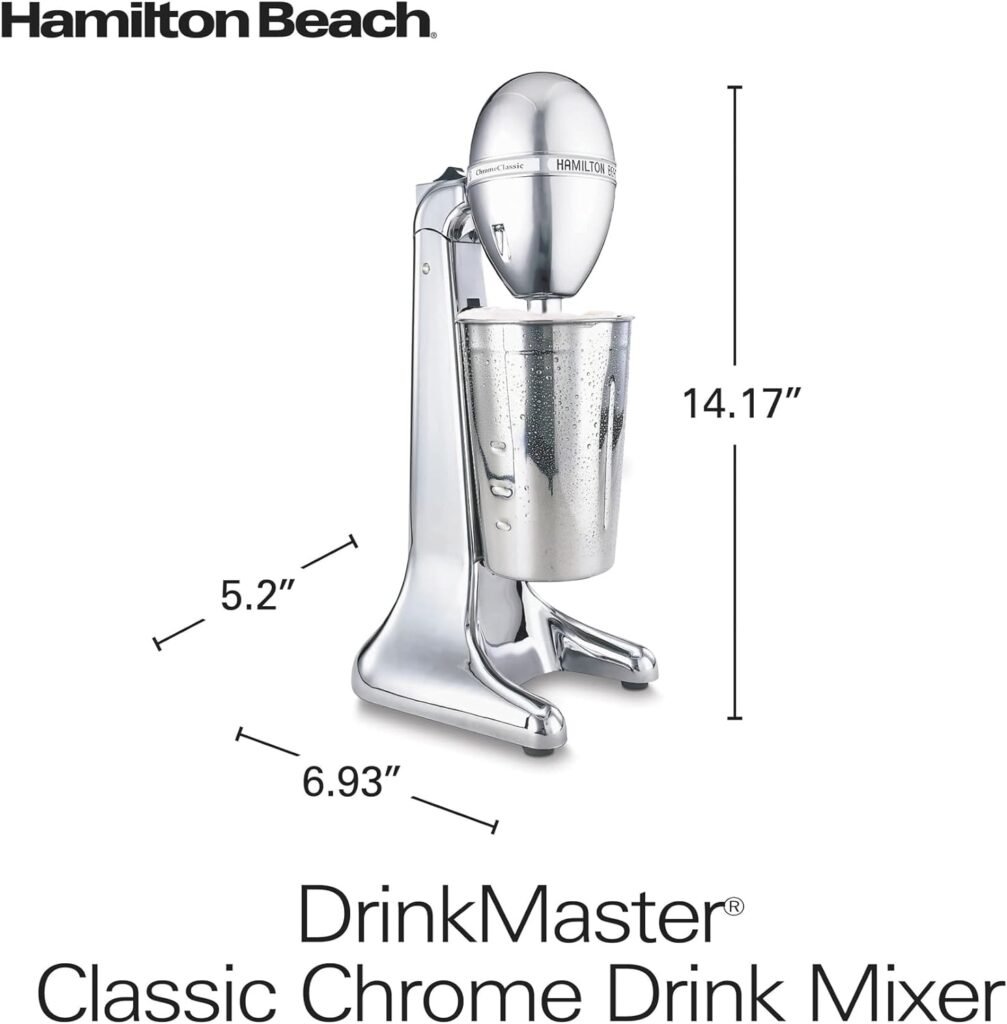 Hamilton Beach 727B DrinkMaster Electric Drink Mixer, Restaurant-Quality Retro Milkshake Maker  Milk Frother, 2 Speeds, Extra-Large 28 oz. Stainless Steel Cup, White