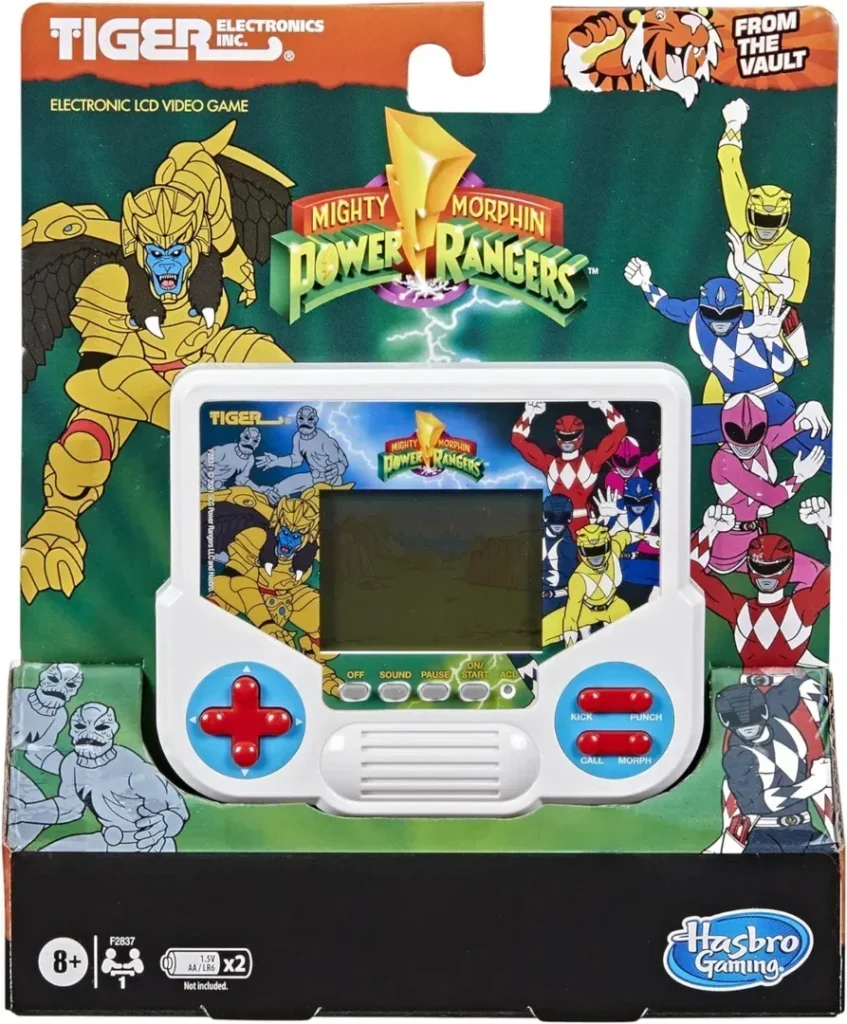 Hasbro Gaming Tiger Electronics Mighty Morphin Power Rangers Electronic LCD Video Game,Retro-Inspired Edition,Handheld 1-Player Game,Ages 8 and Up,White