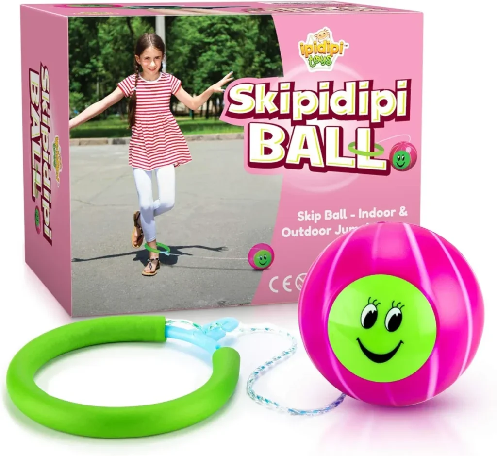 IPIDIPI TOYS Skip It Ankle Toy Pink Retro Skipit Toy Hopper Ball - Improve Coordination, Get Exercise The Fun Way - Playground Ball Best Retro Birthday Gift for Kids 5, 6, 7, 8, 9, 10, 11
