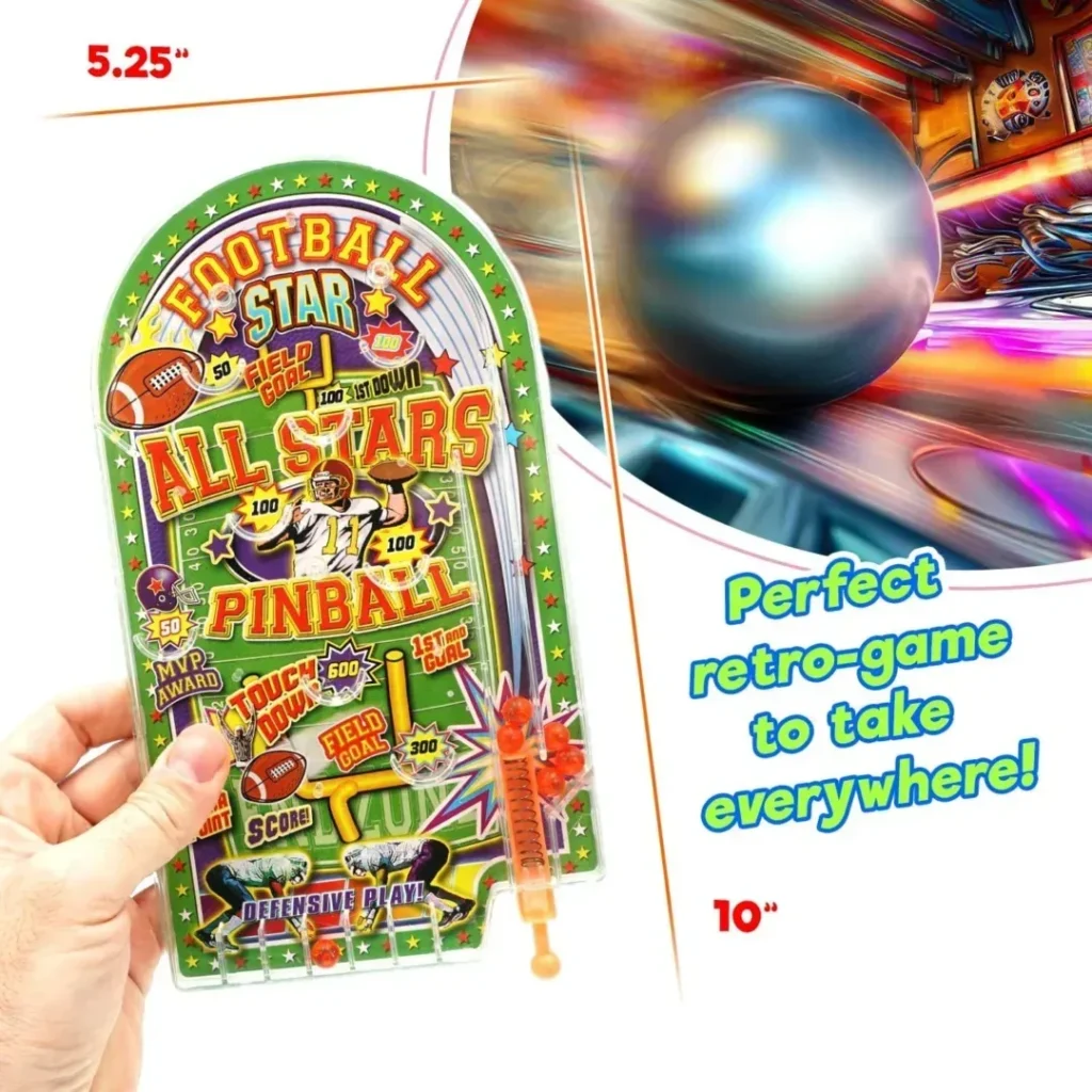 JA-RU Mini Pinball Game (6 Pocket Games) Handheld Sports Themed Arcade Toy for Kids  Adults. Classic Old School Vintage Toys. Travel Retro Games. Home Tabletop Party Favors Stocking Stuffers. 210-6s