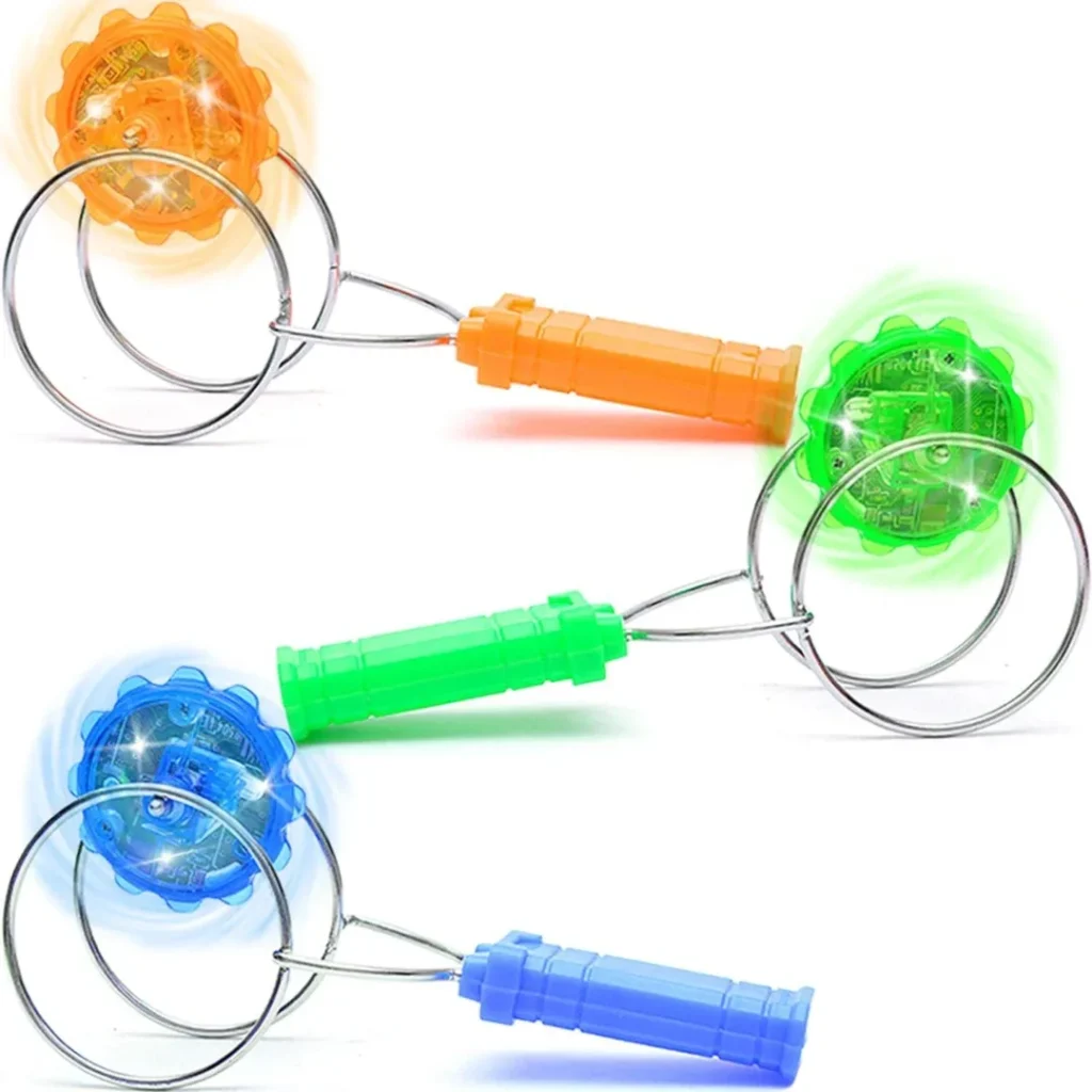 Jishi Retro Magic Rail Twirler 3Pcs Light Up Glow Magnetic Gyro Wheel, Kids Classic Vintage Trick Yoyo Sensory Fidget Toys, Cool Unique Nostalgia Gifts Fun Stocking Stuffers for 3+ Year Old Boys Girls