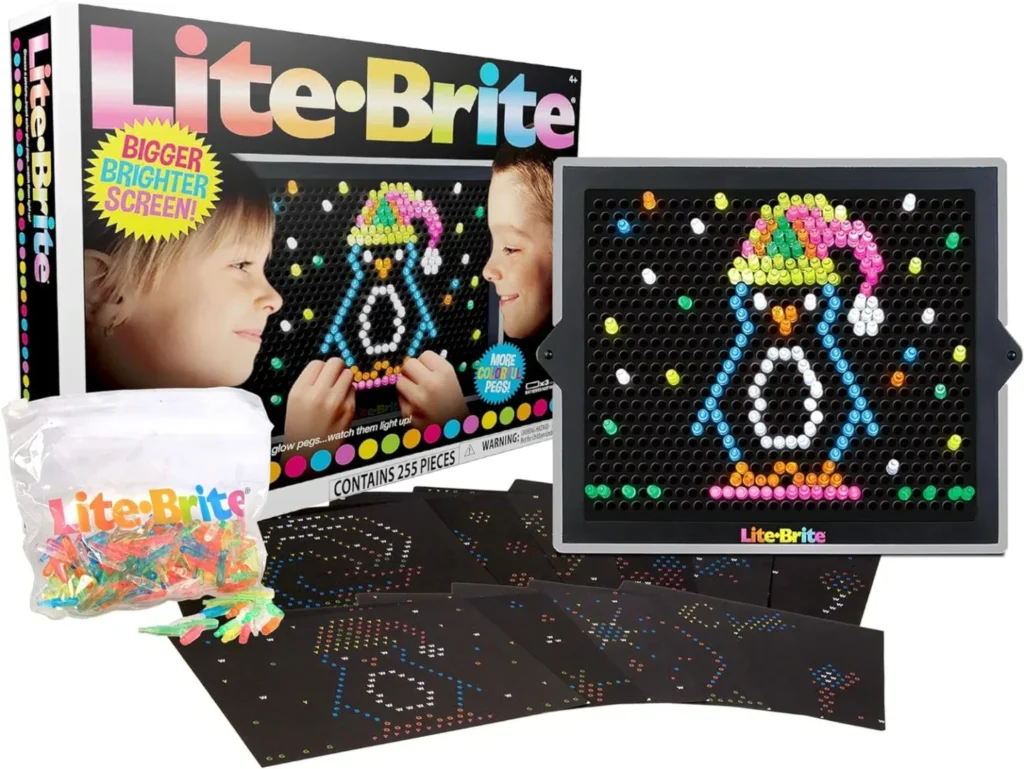 Lite-Brite Ultimate Value Retro Toy, 240 Pegs, 12 Seasonal Templates, Pouch, Gift for Girls and Boys, Ages 4, 5,6,7,8,9,10 Amazon Exclusive, Light up Creative Activity Toy, Educational Stem Learning