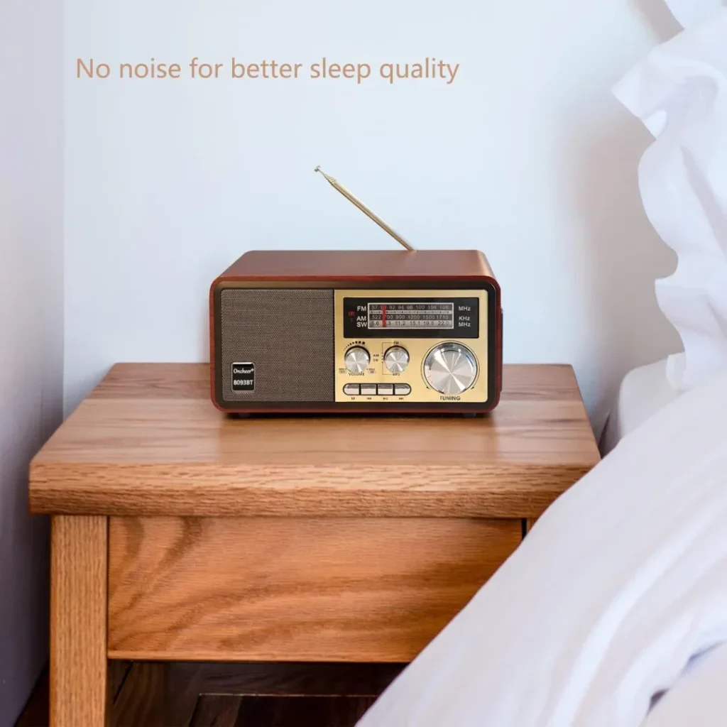 Oncheer Retro Vintage Wood Bluetooth FM/AM/SW Home Radio, 15W Subwoofer Stereo Speaker, ACBattery Powered Radios with Antenna Best Reception, Support Remote Control/TF Card/USB Player/AUX