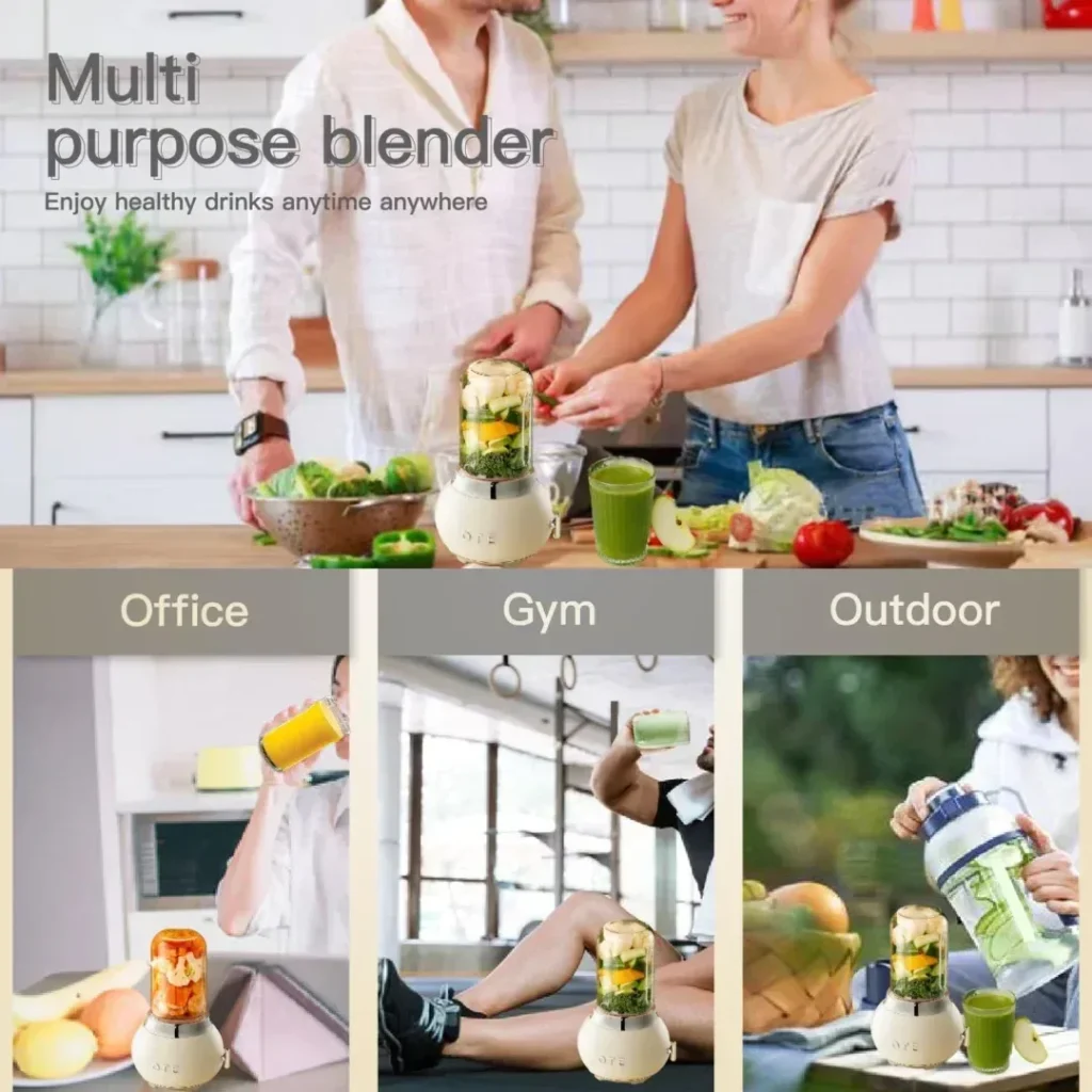 OTE Personal Blender for Shakes and Smoothie with 14 OZ High Boron Glass Container To Go ​400ml Small Portable Electric Juicer Mixers for Fruit best choice for Kitchen MINI Juice Maker Machine -Beige