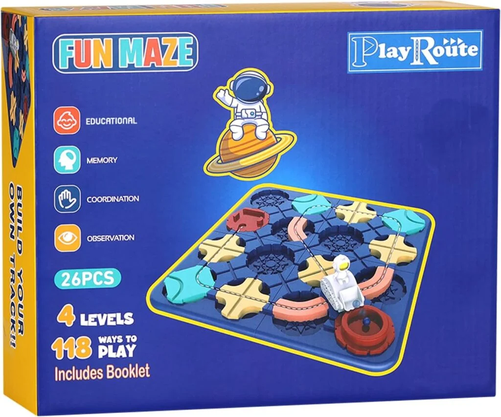 PlayRoute Car Track Builder Brain Game - Fun Building Toy for Kids Ages 5 6 7 8 Years  Up - Kids Brain Teaser Board Game - Puzzle Game with 118 Challenges - STEM Educational Learning Toy Gift Idea