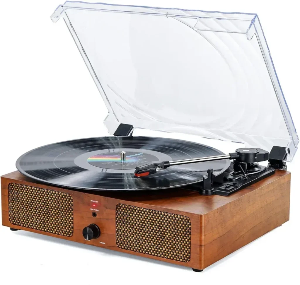Record Player Bluetooth Turntable for Vinyl with Speakers  USB Player,Vinyl to USB,3 Speed Belt Driven LP Vintage Phonograph for Home Decoration