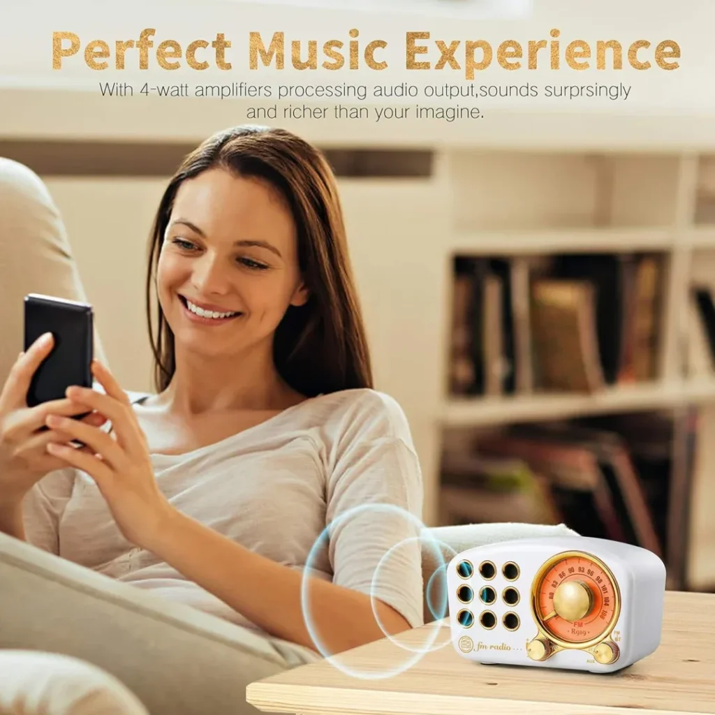 Retro Bluetooth Speaker FM Vintage Radio with Loud Volume, Strong Bass Enhancement, Bluetooth 5.0 Wireless Connection, TF Card  MP3 Player