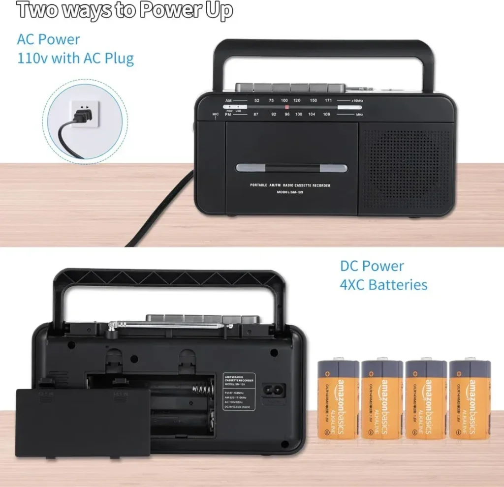 SEMIER Boombox MP3 Conversion Cassette Tape Player Recorder AM FM Radio, Cassette to MP3 Digital Converter, USB Recording, Built-in Microphone, Big Speaker and Earphone Jack by AC or C Batteries : Electronics