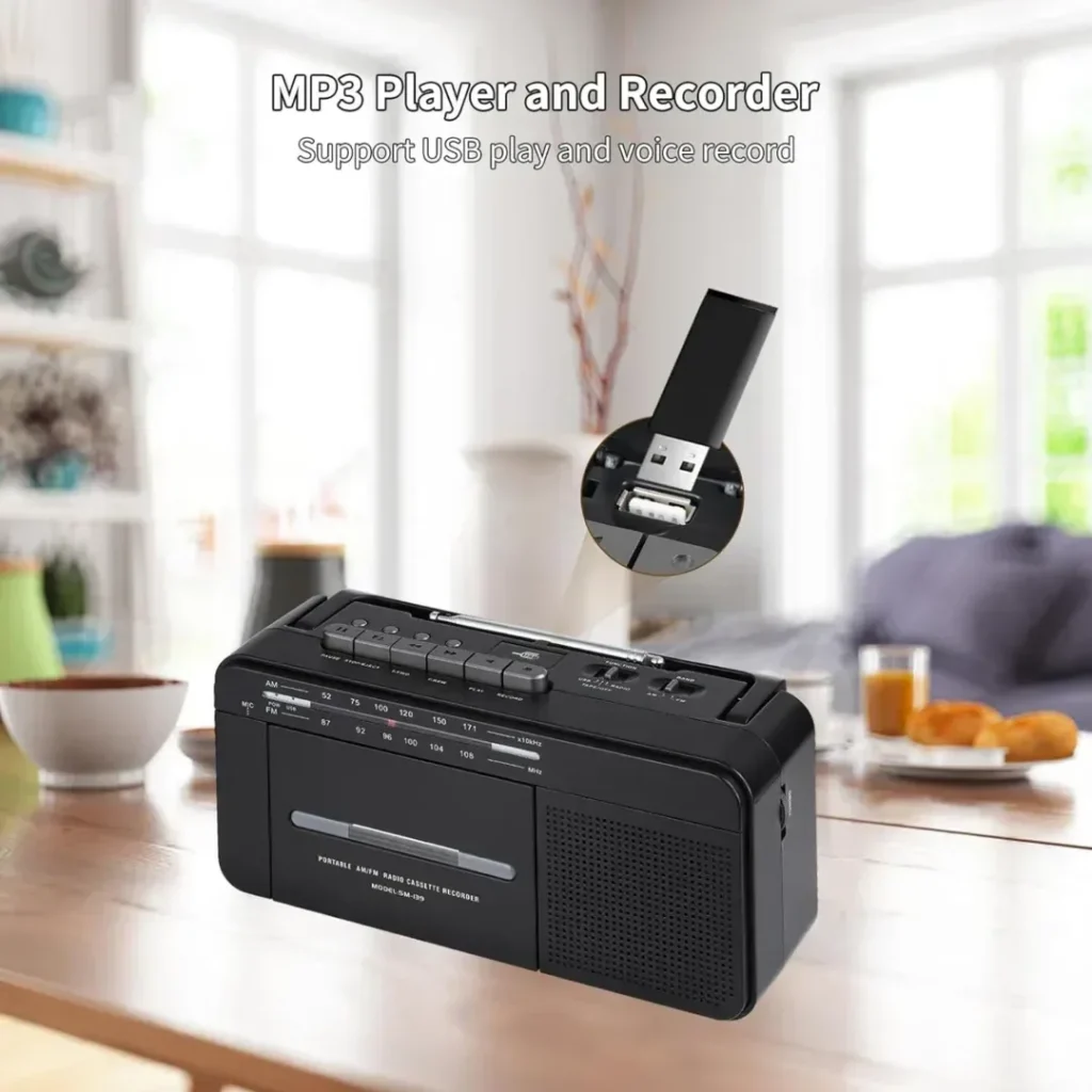 SEMIER Boombox MP3 Conversion Cassette Tape Player Recorder AM FM Radio, Cassette to MP3 Digital Converter, USB Recording, Built-in Microphone, Big Speaker and Earphone Jack by AC or C Batteries : Electronics