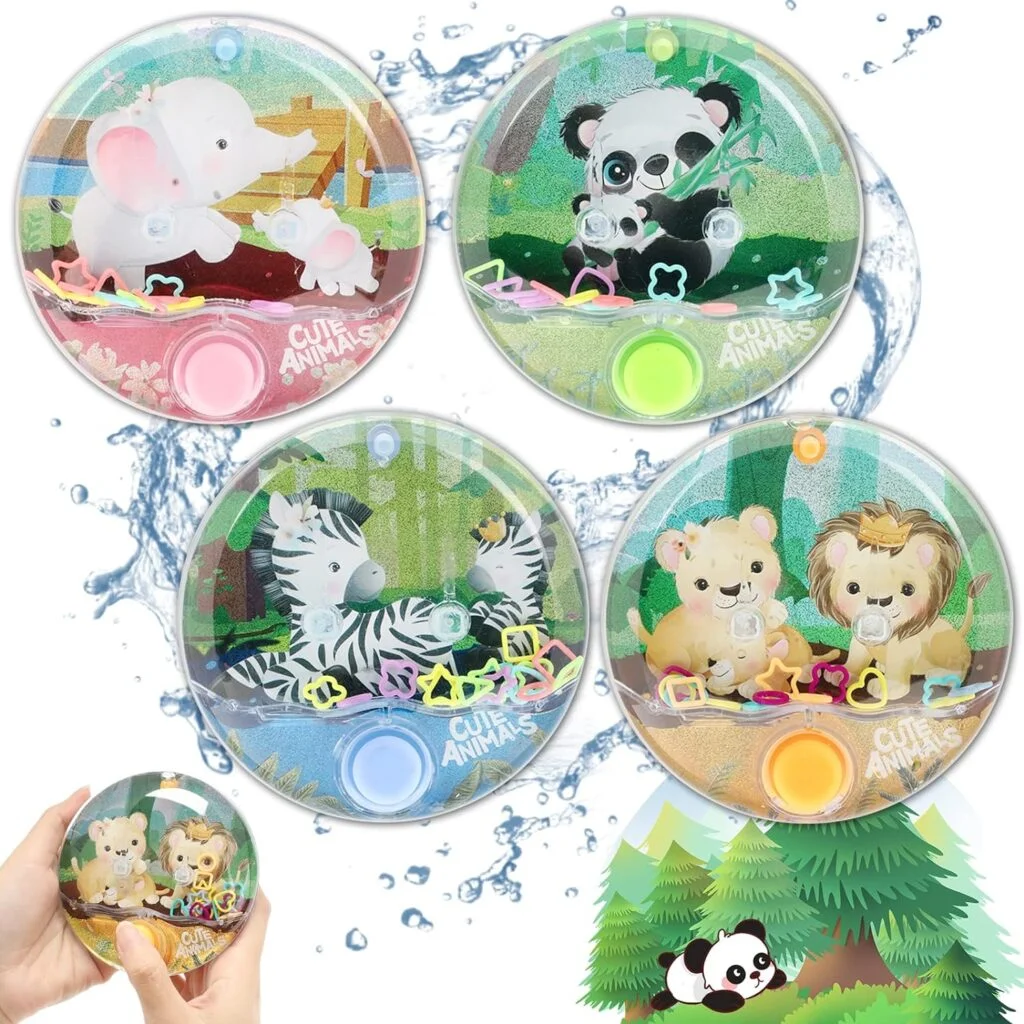 SevenQ Water Games for Kids, 4 Pack Handheld Water Game Animal Toys, Water Ring Toss Handheld Games, Travel Games for Kids and Family, Retro Toys Small Toys for Party Favor Stocking Stuffers