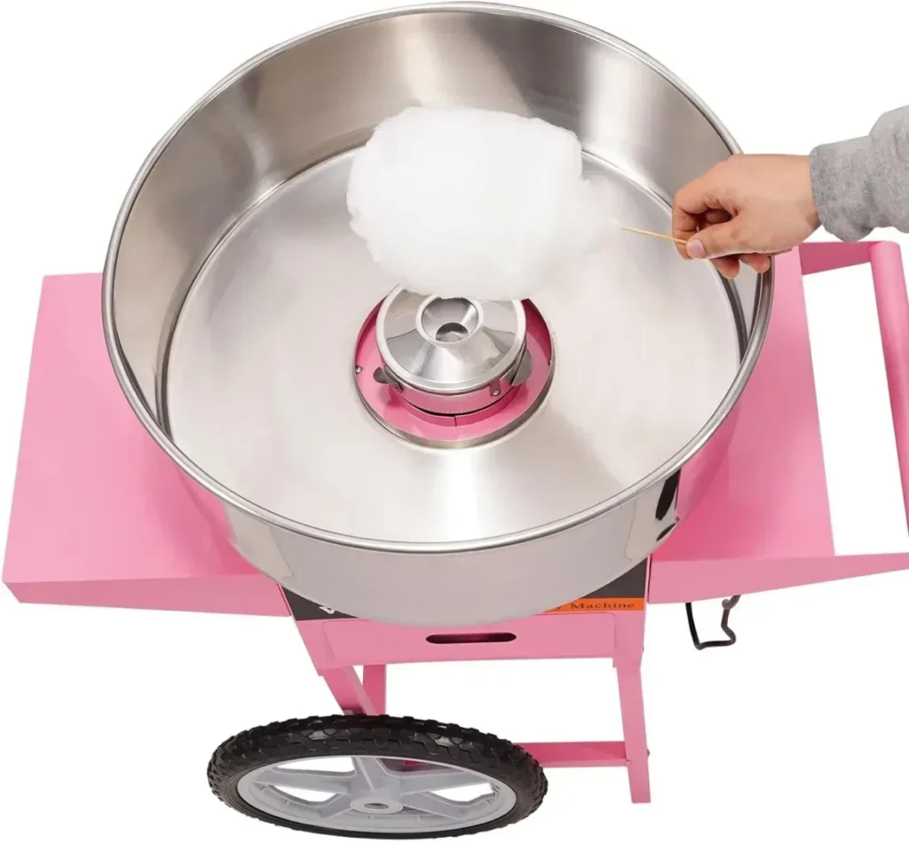 VEVOR Electric Cotton Candy Machine 1000W Commercial Floss Maker w/Stainless Steel Bowl, Sugar Scoop and Drawer, Perfect for Home, Carnival, Kids Birthday, Family Party, Without Cover, Pink
