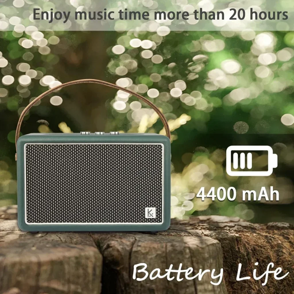 Vintage Bluetooth Speaker, KONEX 40W Leather Portable Wireless Speaker, Bluetooth 4.2 Heavy Bass Music Player, 20H Long Playtime, Outdoor Speaker for Home, Office, Party, Gift for Friend