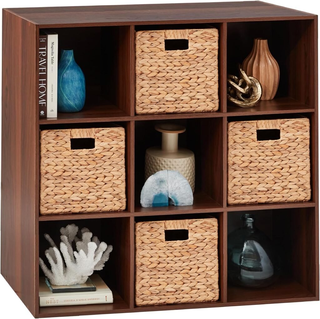 Best Choice Products 9-Cube Storage Shelf Organizer Bookshelf System, Display Cube Shelves Compartments, Customizable w/ 3 Removable Back Panels - Walnut