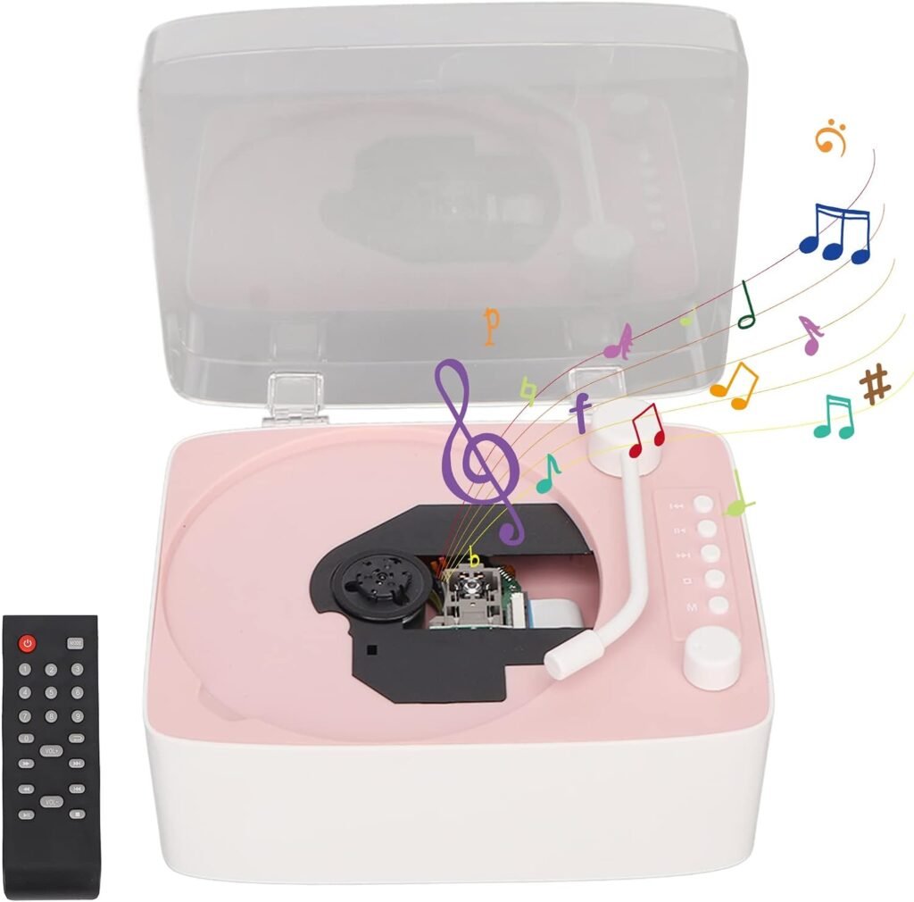 BT Portable CD Music Player, with HiFi Stereo Sound Speaker, Retro CD Player with Remote Control for Entertainment and Home Decoration