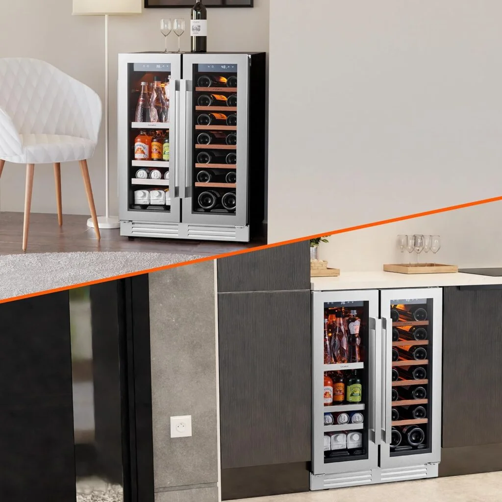 CaLefort 24 Beverage Refrigerator - 220 Can Soda Beer Capacity Single Zone with Modern Touch Intelligent Digital 34°-54°F, Built in or Freestanding Wine Cooler for Home and Kitchen
