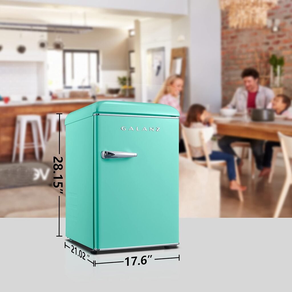 Galanz GLR31TBEER Retro Compact Refrigerator with Freezer Mini Fridge with Dual Doors, Adjustable Mechanical Thermostat, 3.1 Cu FT, Blue