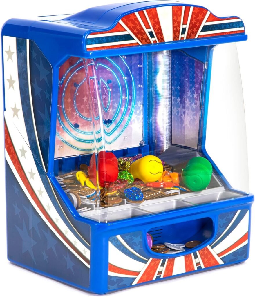Merchant Ambassador Retro Arcade Electronic: Coin Pusher - Tabletop Game, Push The Coins Over The Edge to Win, 1 Player, Ages 6+