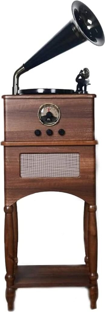 Retro Bluetooth Speakers Horn Solid Wood Turntable Vinyl Record Player Copper Stereo Music Machine Vintage Phonograph Recorder