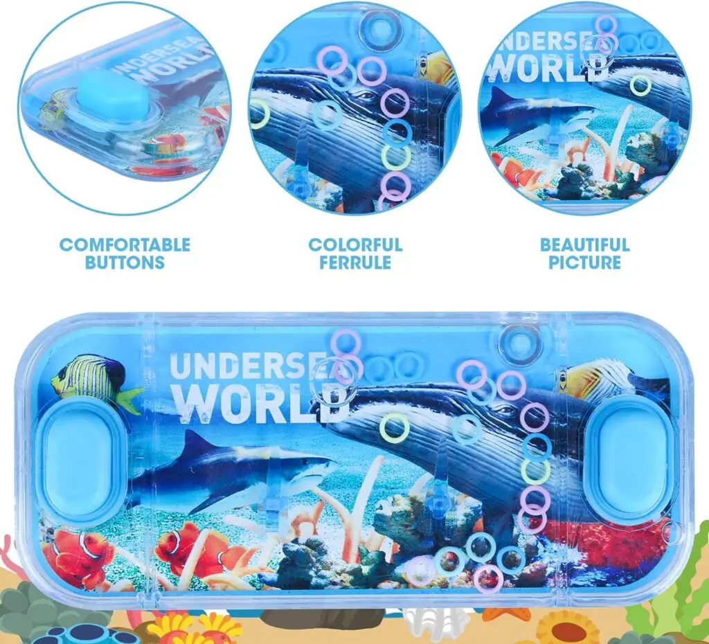 SevenQ Handheld Water Games, 4 Packs Ocean Theme Water Toss Ring Game Aqua Toy Water Ring Game for Kids Stocking Stuffers