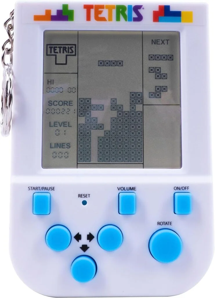Tetris Keyring Handheld Arcade Game - Retro Mini Portable Handheld Tetris Game for Kids and Adults. Original Gameplay Including Original Tetris Sounds. Officially Licensed Tetris Game.