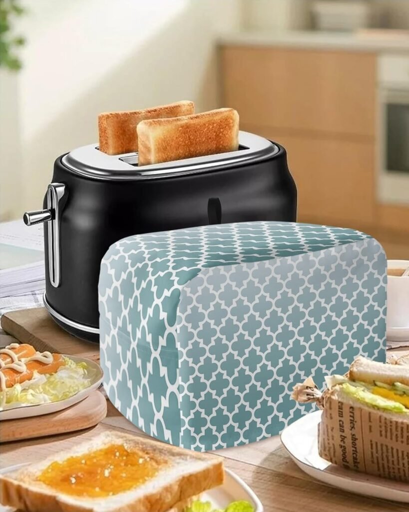 Toaster Covers 2 Slice Retro Moroccan Design Bread Maker Cover Geometric Pattern Kitchen Bakeware Protecto Fingerprint Protection Small Kitchen Appliance Dust Covers Small