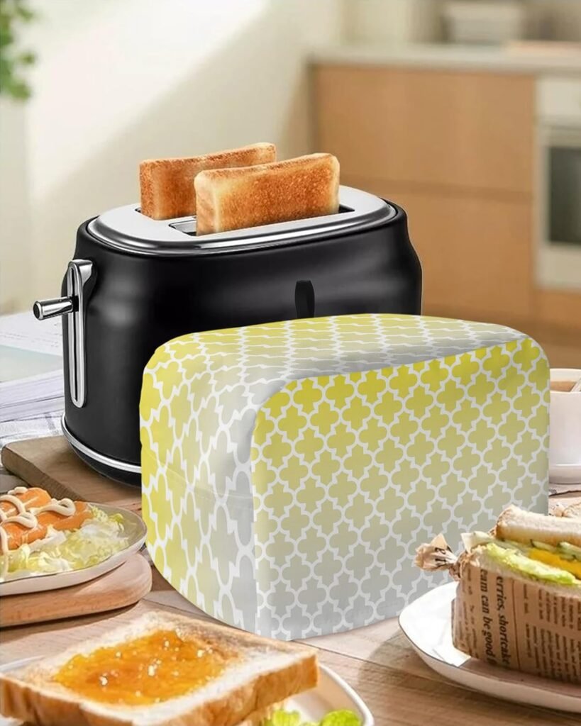 Toaster Covers 4 Slice Retro Moroccan Design Bread Maker Cover Geometric Pattern Kitchen Bakeware Protecto Fingerprint Protection Small Kitchen Appliance Dust Covers Large